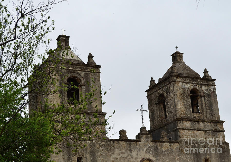 Mission Concepcion Towers and Cross Photograph by Expressions By Stephanie
