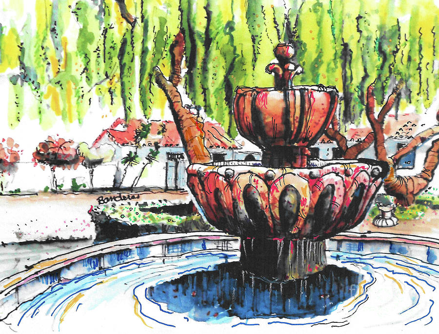 Mission de Alcala Fountain Painting by Terry Banderas