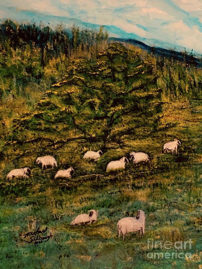 Mission Ranch Sheep in Meadow    Painting by Michael Silbaugh
