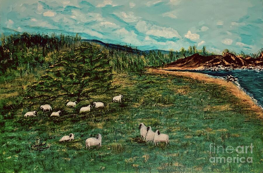 Mission Ranch Sheep Sheltered Painting by Michael Silbaugh