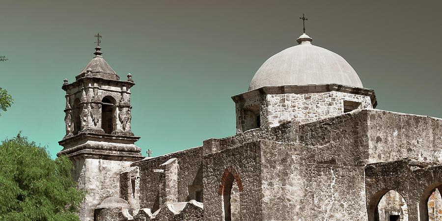 San Antonio Photograph - Mission San Jose Panorama at Dusk - San Antonio Texas by Gregory Ballos