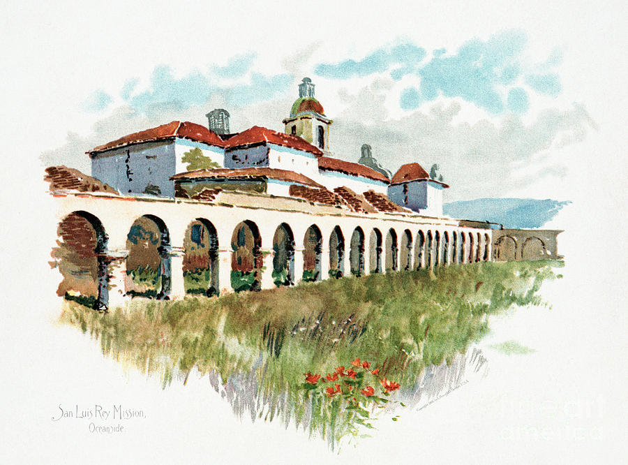 Mission San Luis, 1895 Drawing by Louis Harlow
