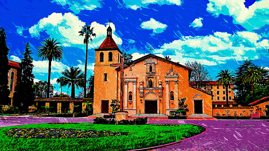 Mission Santa Clara de Asis, impressionist painting Digital Art by Nicko Prints