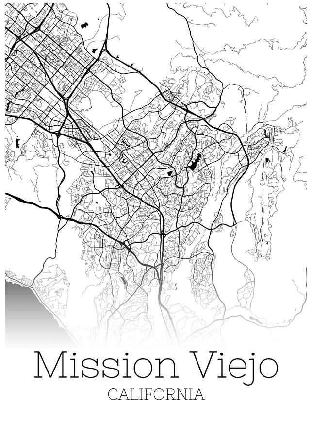 Mission Viejo Map California City Map Painting by Homo Min
