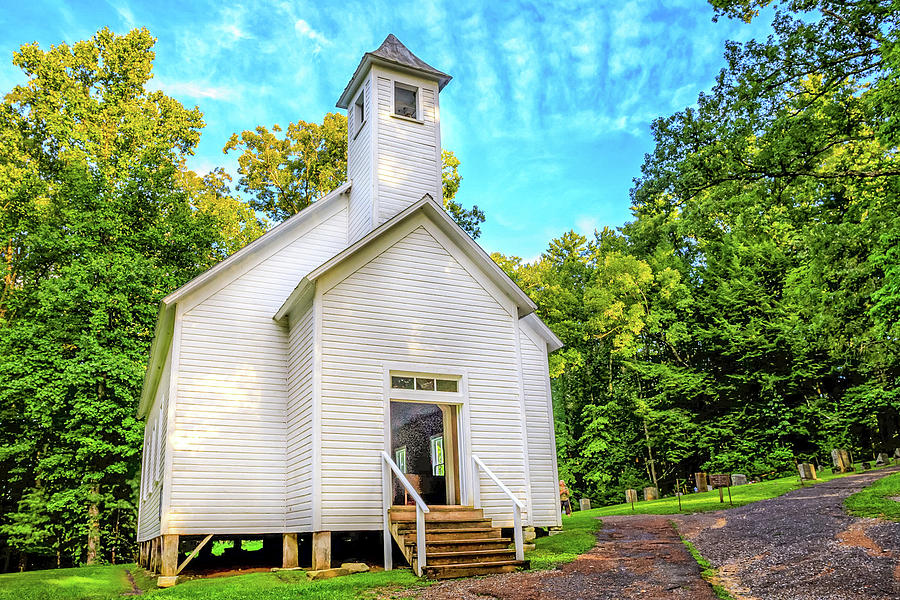 Missionary Baptist Church in Cades Cove- Founded in 1839 - Great Smoky Mountains National Park Photograph by Peter Ciro