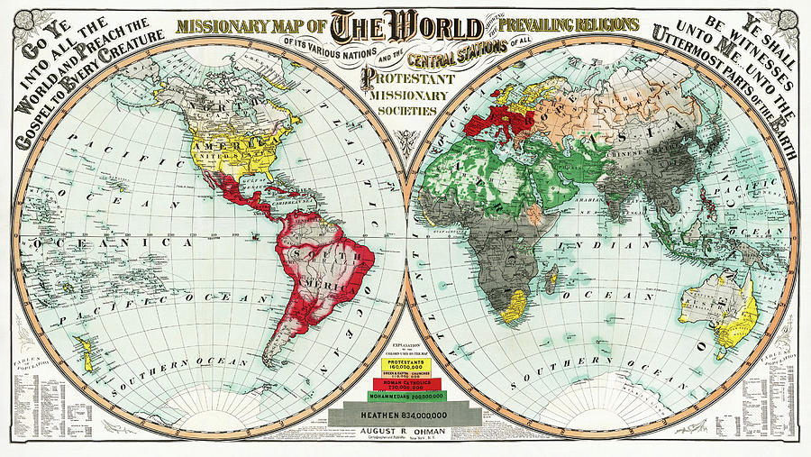 Missionary map of the world  Digital Art by Bob Pardue