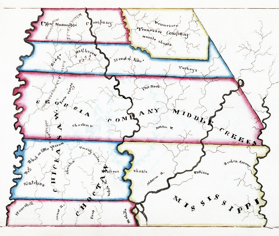 Mississippi Map, 1819 Drawing by Harriet Baker