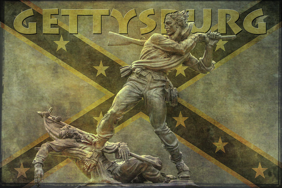 Mississippi Monument Gettysburg Flag Gold Digital Art by Randy Steele