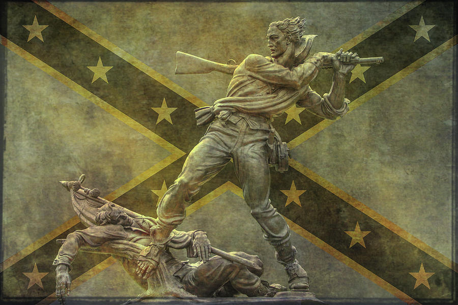 Mississippi Monument Gettysburg Flag Gold Ver Two Digital Art by Randy Steele