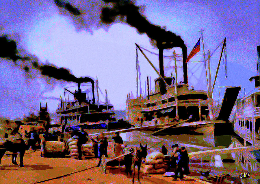 Mississippi riverboat warf Painting by CHAZ Daugherty