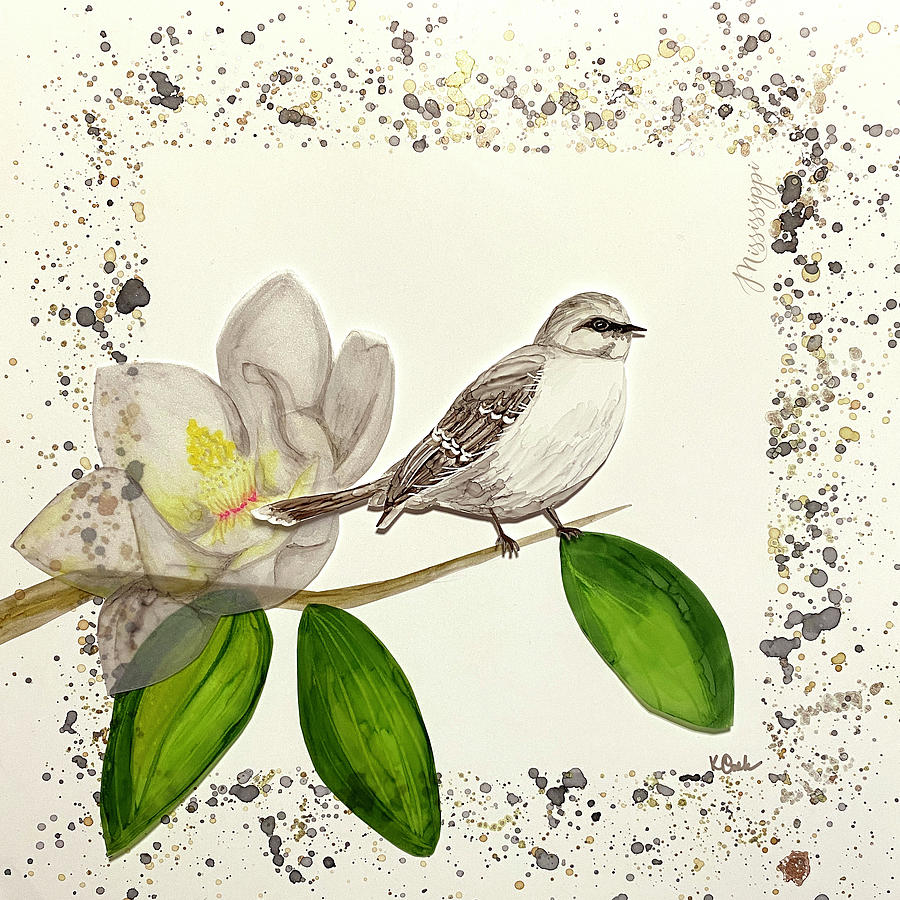 Mississippi State Bird And Flower Painting By Kim Cook - Fine Art America