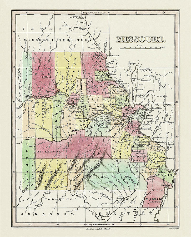 Missouri Antique Map 1831 Photograph By Carol Japp - Fine Art America