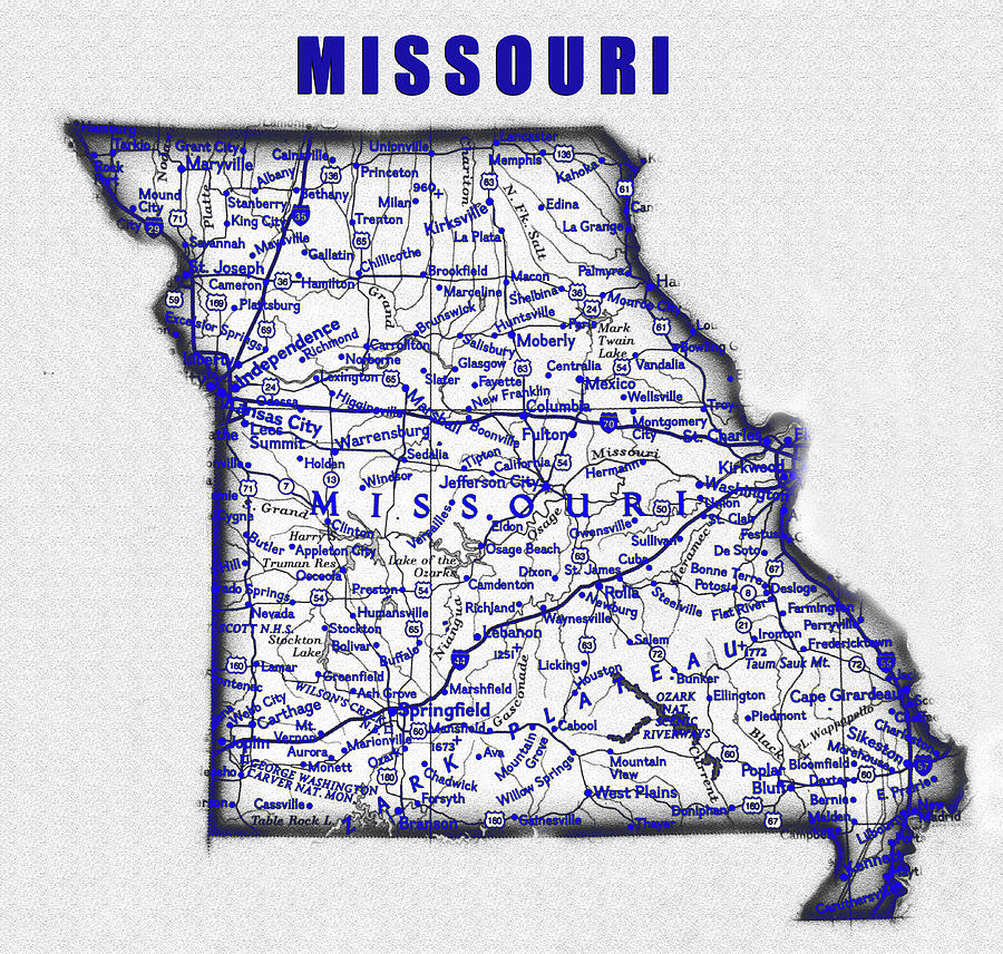 Missouri blue print work Digital Art by David Lee Thompson