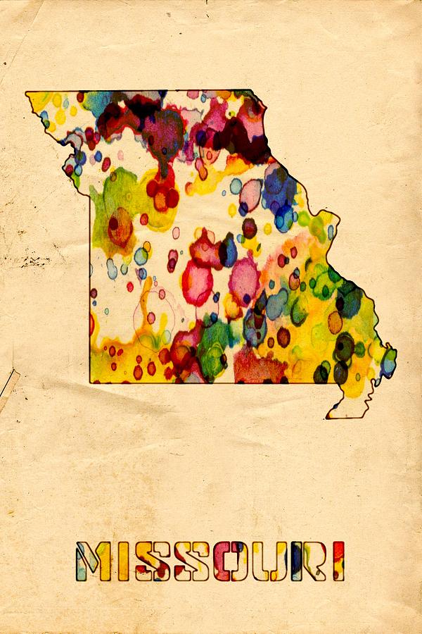 Missouri Map Poster Watercolor Painting by Beautify My Walls