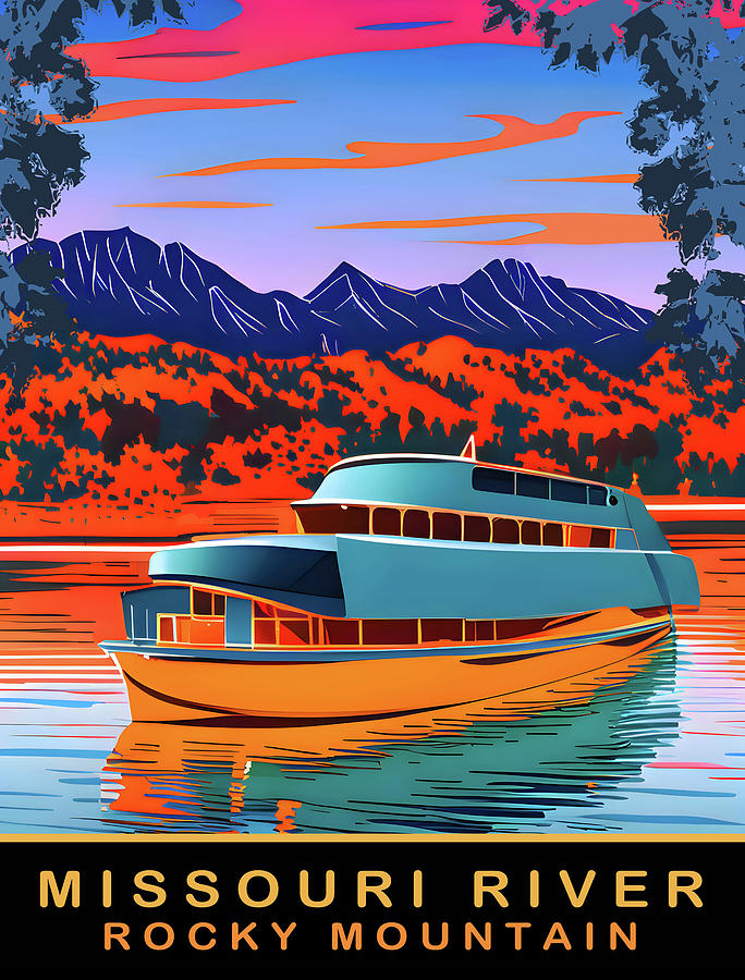 Missouri River and Rocky Mountain Digital Art by Long Shot