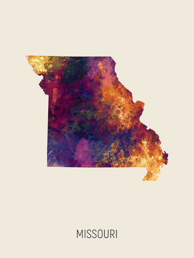 Missouri Watercolor Map #13 Digital Art by Michael Tompsett