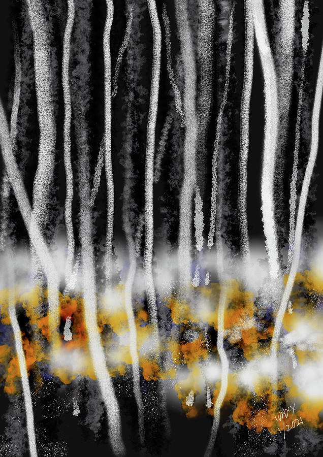 Mist In The Birch Trees Digital Art