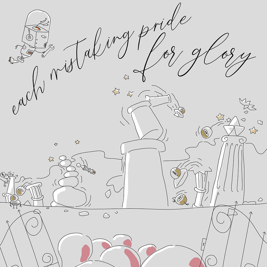 Mistaking Pride for Glory-Grey Drawing by J Lyn Simpson