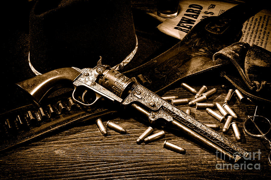 Mister Durants Revolver - Sepia Photograph by Olivier Le Queinec
