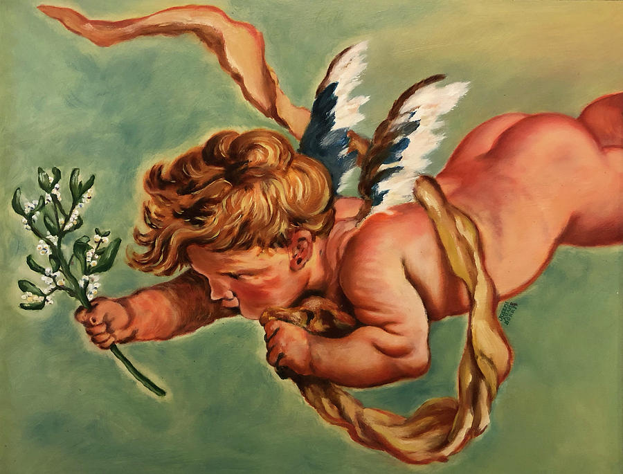 Mistletoe Angel Painting by Joe Borri