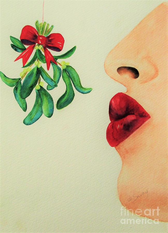 Mistletoe Kiss Painting by Diane DeSavoy