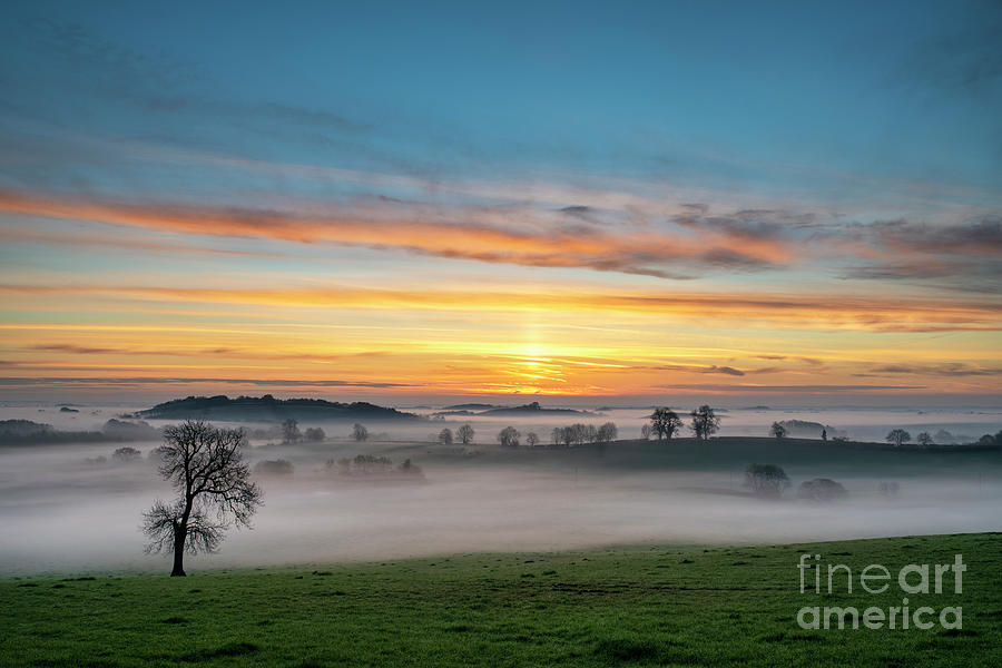 Spring Photograph - Misty April Sunrise Across the Oxfordshire Countryside by Tim Gainey