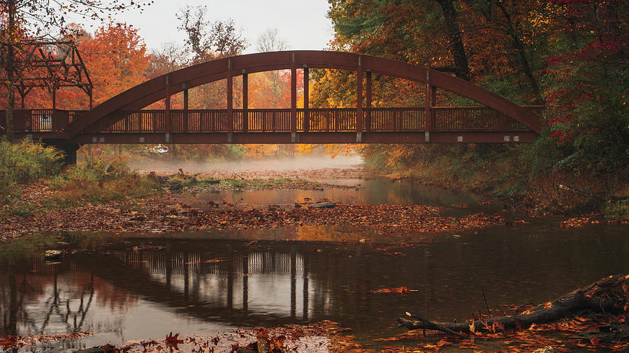 Misty Autumn Jordan Creek Photograph by Jason Fink