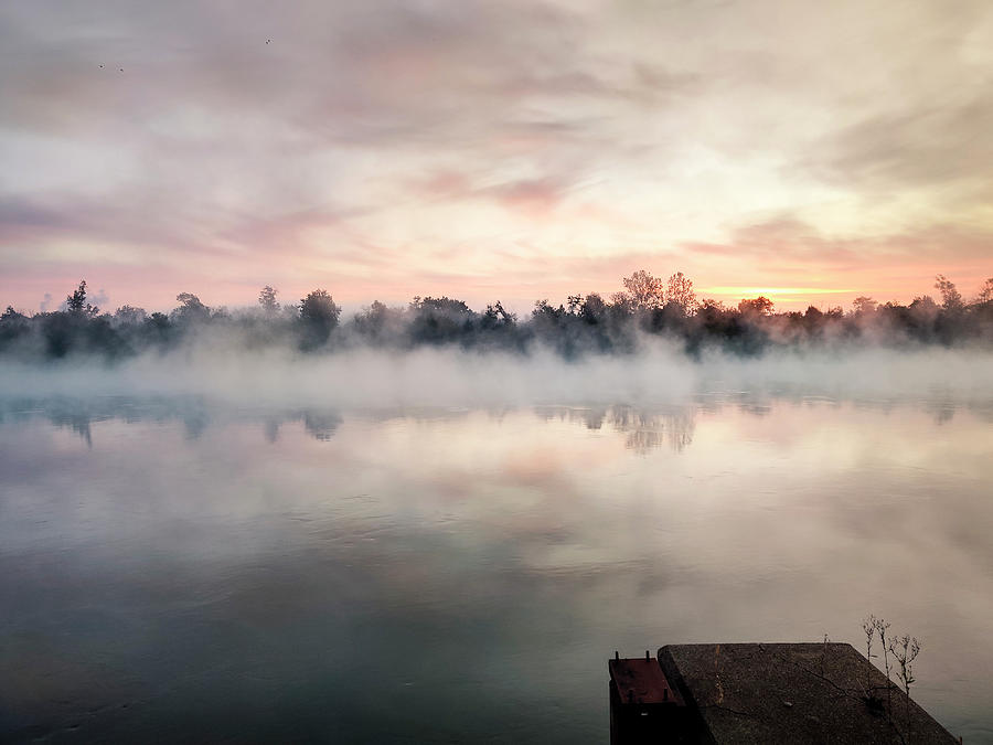 Misty Autumn Morning on the Missouri Photograph by Brad Simonsen