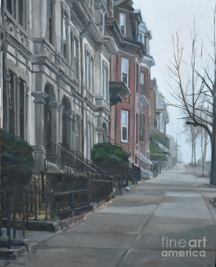 Boston Painting - Misty Broadway Morning by Deb Putnam