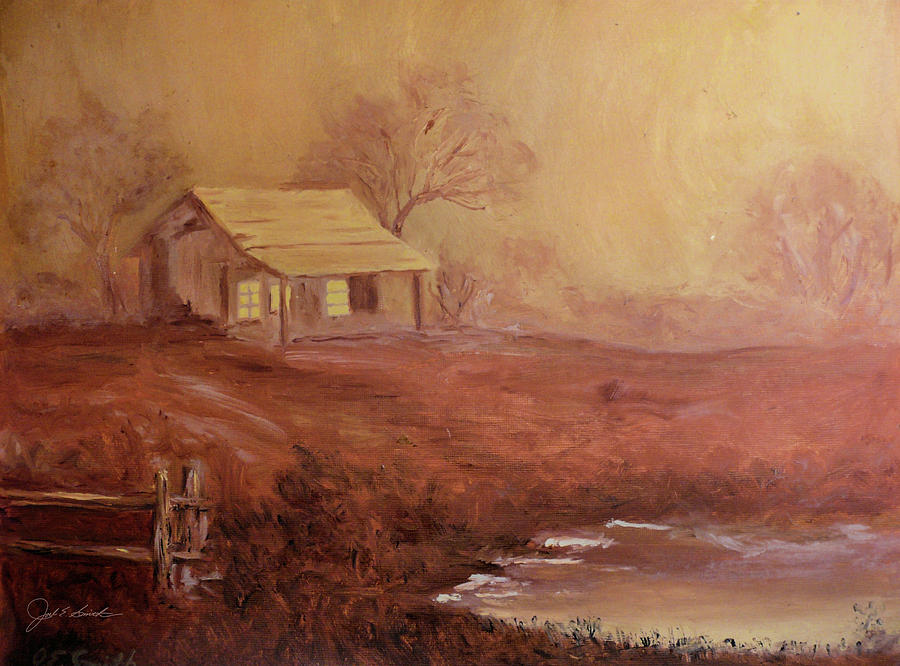 Misty Cabin    Painting by Joel Smith