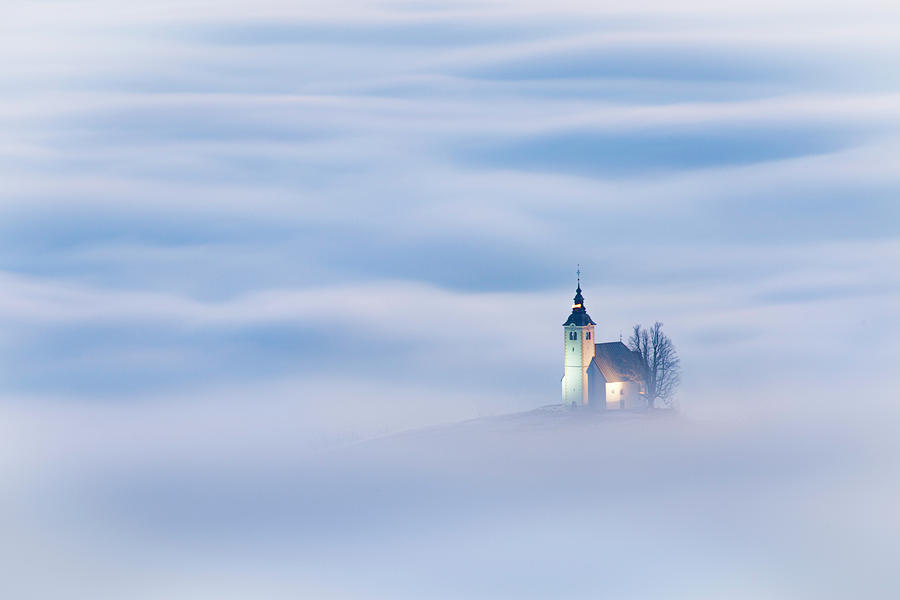 Misty church Photograph by Piotr Skrzypiec