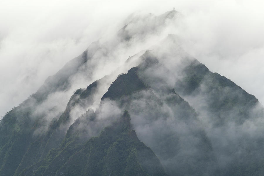 Misty clouds on the Koolau Mountains Photograph by David L Moore