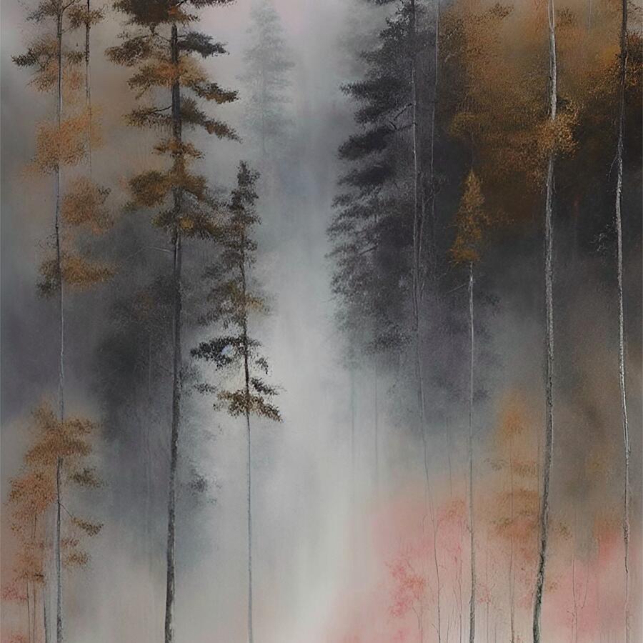 Misty Forest 2 Mixed Media by Bonnie Bruno