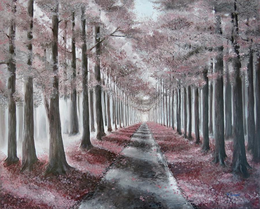 Misty Forest Painting by Geni Gorani