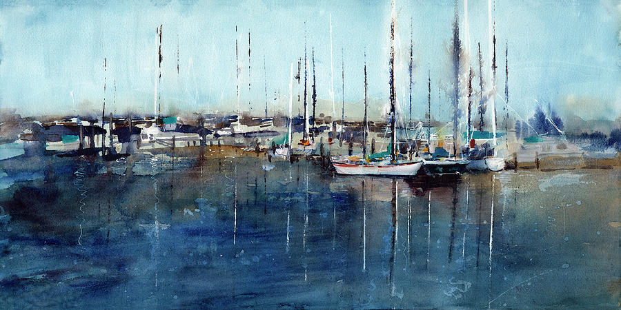 Misty Harbor Painting by Ellen DeMaria - Pixels