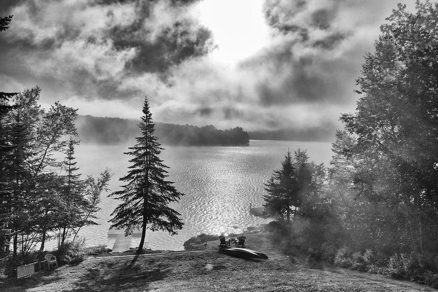 Misty Lake Morning Black and White Photograph by Russel Considine