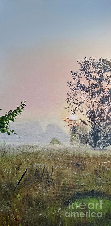 Misty Meadow Morning Painting by Deborah Bergren