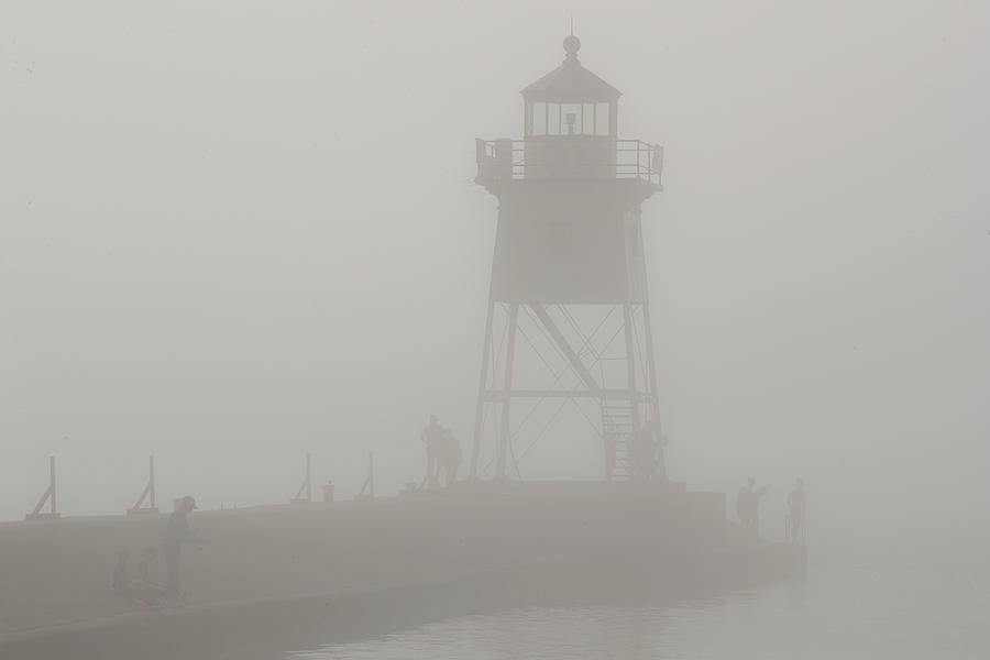 Misty Morning at the Lighthouse Photograph by AJ Dahm