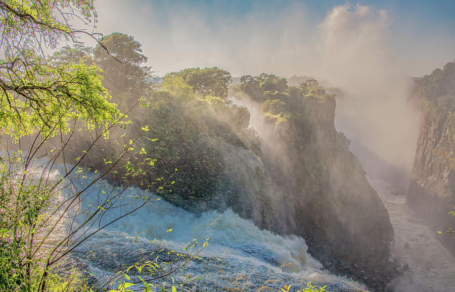 Misty Morning at Zimbabwes Victoria Falls Photograph by Marcy Wielfaert