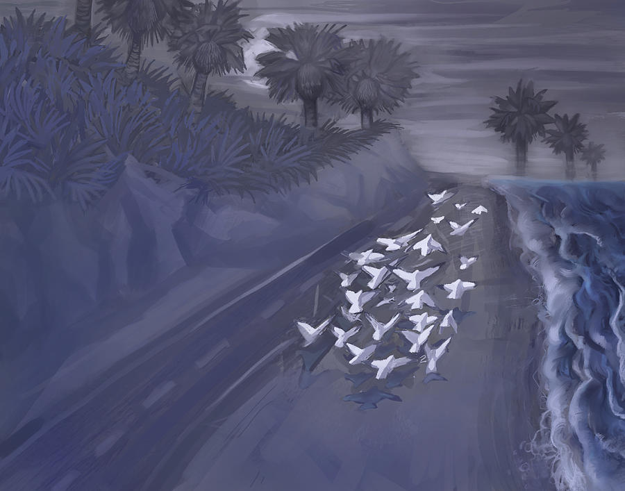 Bird Digital Art - Misty Morning by Elizabeth Estrada Grade 11 by California Coastal Commission