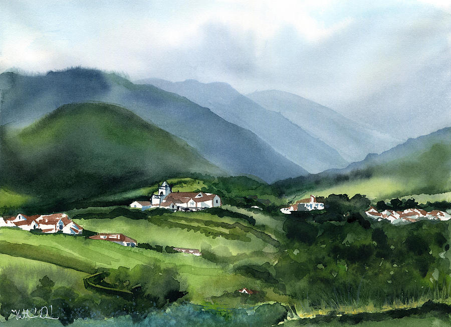 Misty Morning in Sao Miguel Azores Portugal Painting by Dora Hathazi Mendes