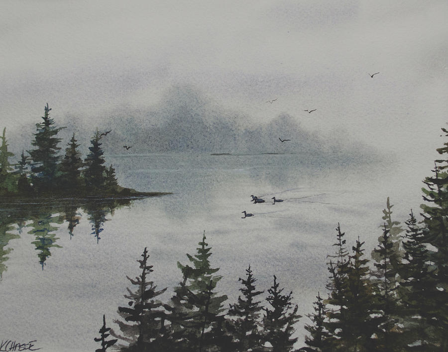 Misty Morning Painting by Kellie Chasse