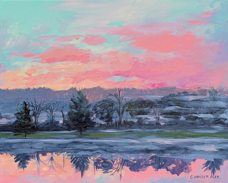 Misty Morning Lake Painting by Carol Wander