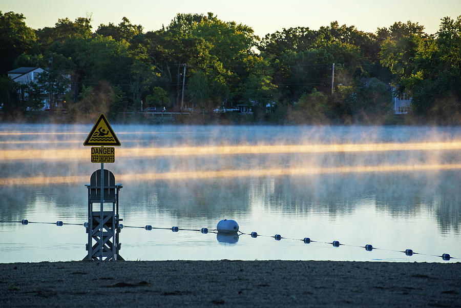 Misty Morning on Silver Lake Wilmington Massachusetts Sunbeams Photograph by Toby McGuire