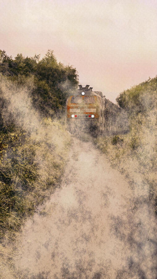 Misty Morning Train Digital Art by Shelli Fitzpatrick