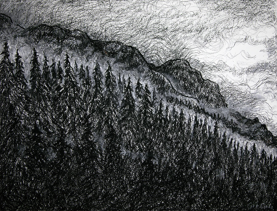 Drawing a Misty Landscape with a Conte Crayon 