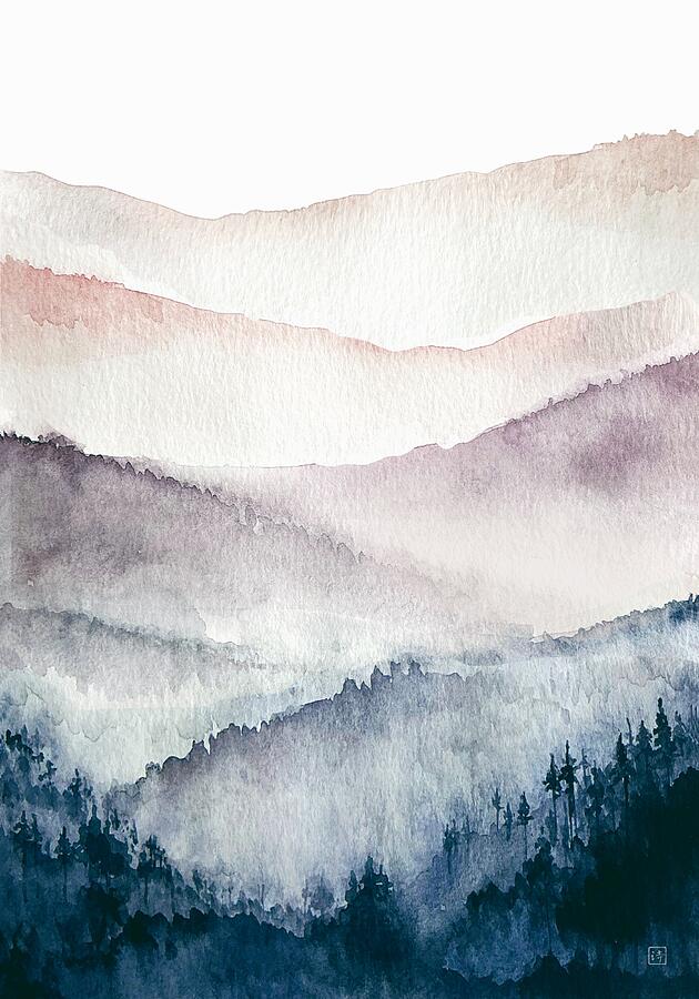 Misty Mountains Painting by Van Thi Diep Misty Mountains Painting by Van Thi Diep