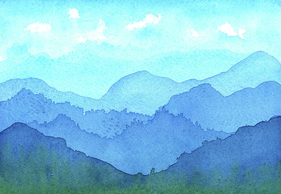 Misty mountains watercolor painting Painting by Karen Kaspar