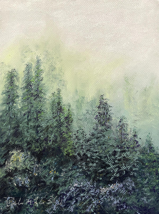 Misty Pines Painting by Charlene Fuhrman-Schulz