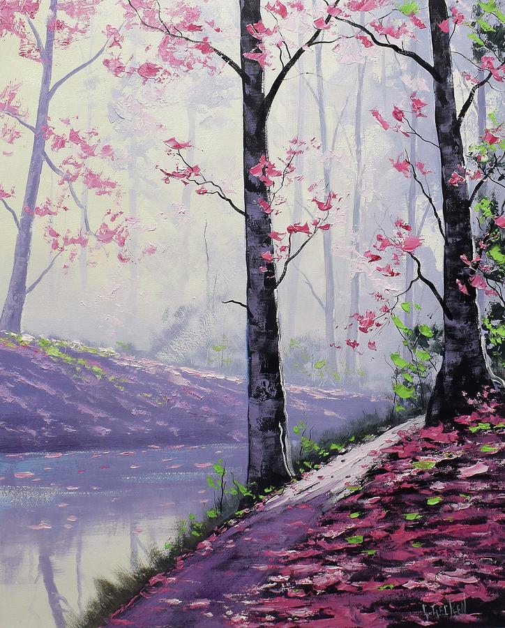 Misty Pink Trees Painting
